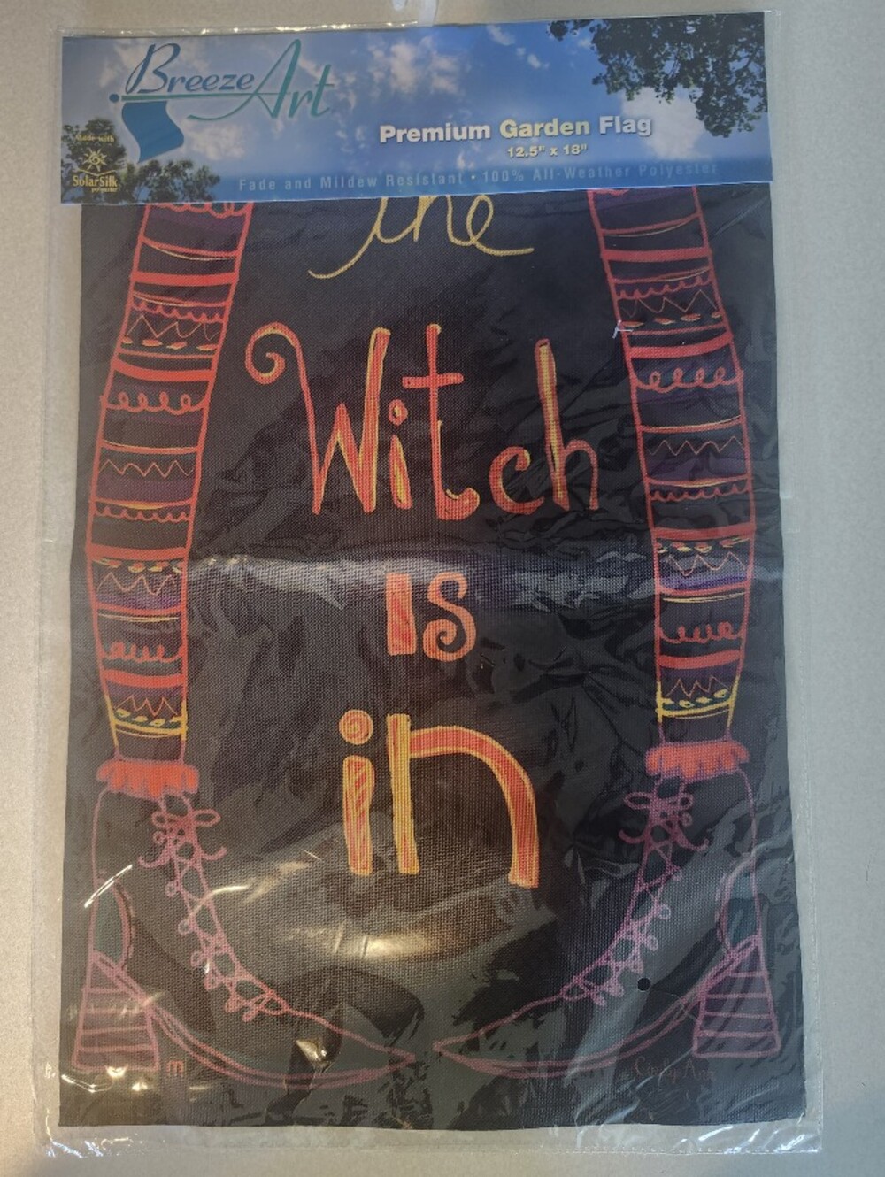Breeze Art THE WITCH IS IN Witch Legs 18" Premium Garden Flag NWT